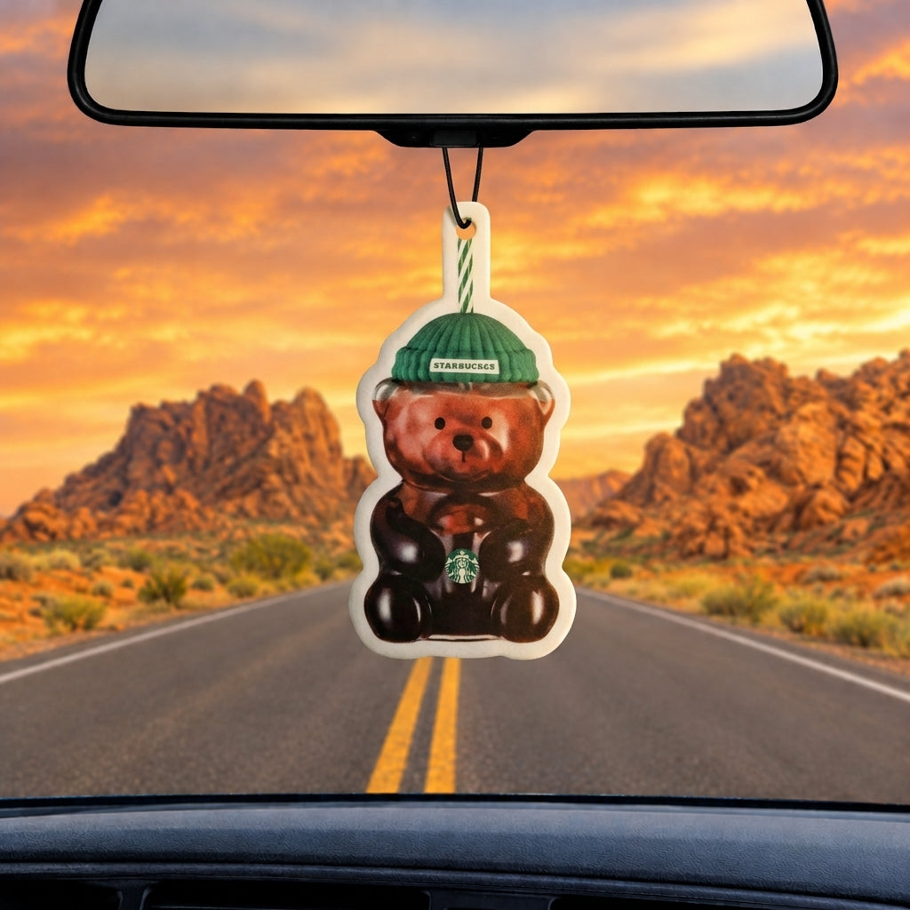 Inspired by Starbees Bear in Beanie Car Freshener - Coffee Scent